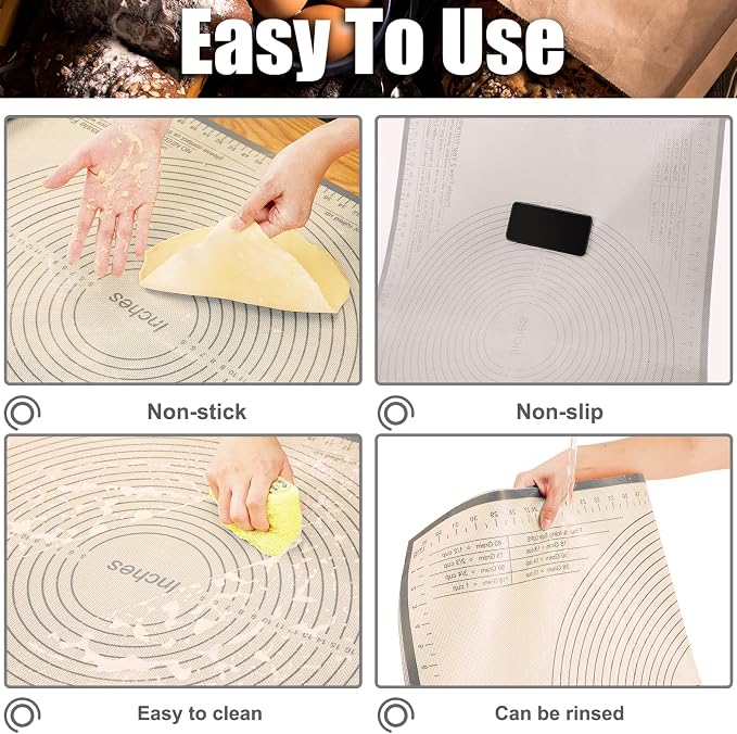 Silicone Pastry Mat 34x26 Inch Nonstick Baking Mat -Perfect for Dough, Pastry, Bread, Dough Rolling, Kneading Board, Pie Crust, Fondant, Pasta/Pizza, Kitchen Counter Mat