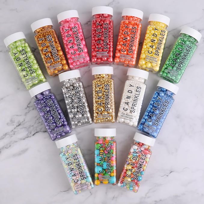 Sprinkles for Cake Decorating, 4.6oz Emerald Pearl Sprinkles Mix for Ice Cream, Cupcake, Baking, Cookies, Cake Toppings