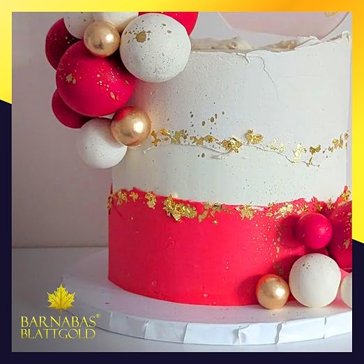 Barnabas Blattgold Edible Gold Leaf 24K - Cake Decorations, Loose Gold Leaf Sheets for Cupcakes - 1.5 inches, Book of 5