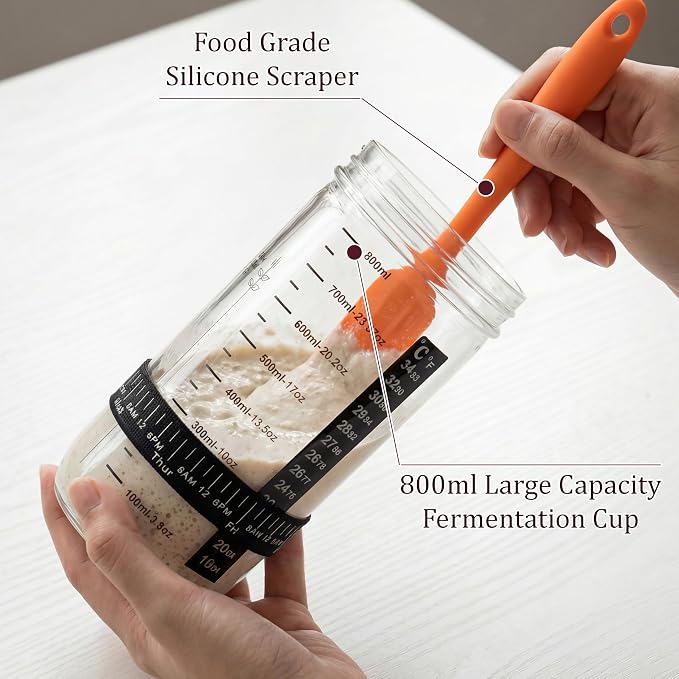 Sourdough Starter Kit with 9" Round & 10" Oval Bread Proofing Baskets | Pure Natural Indonesian Rattan Material and a Complete Set of Homemade Bread Baking Tools suitable for Beginners