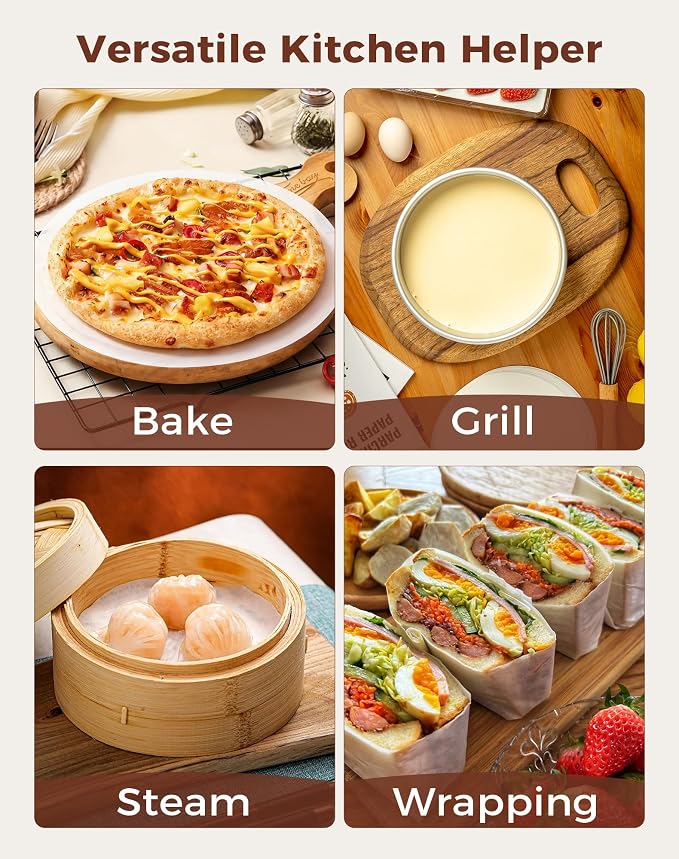 9 Inches Round Parchment Paper, 120Pcs Non-Stick Parchment Paper Circles Rounds for Springform Cake Pan, Tortilla Press, Toaster Oven, Microwave