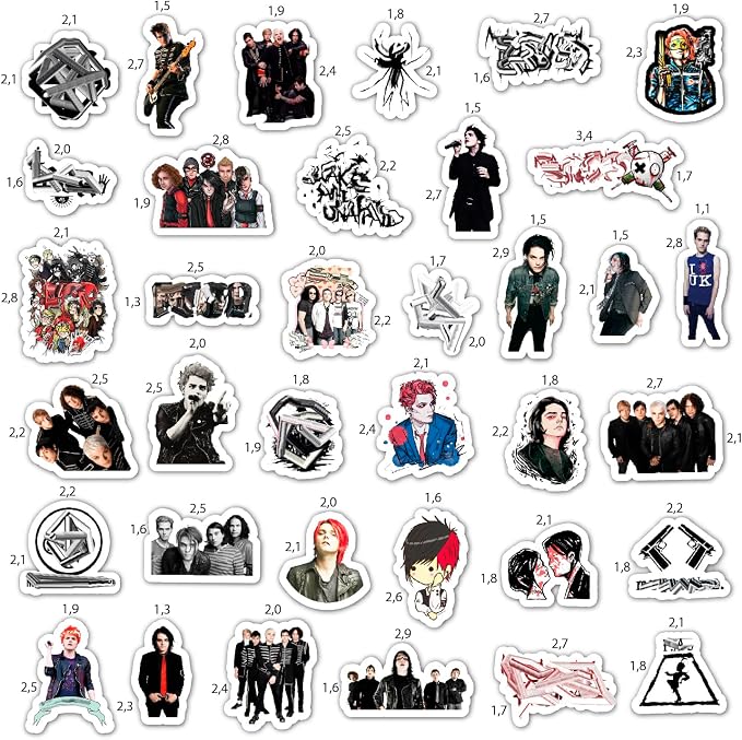 36 Pieces Rock Band Stickers for Adults, Rockabilly Band Decals, Rock Music Decals for Adults Waterproof Guitar Laptop, Punk Gifts for Women & Men