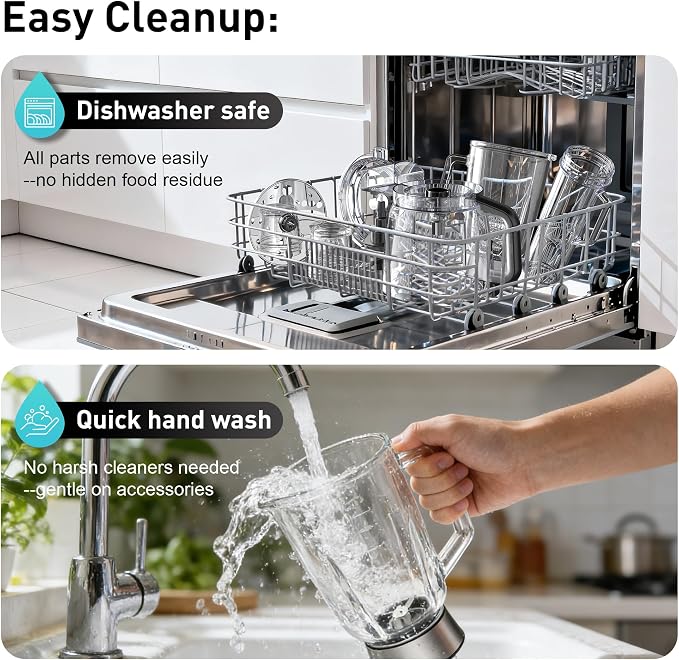 All-in-One Blender & Food Processor, 10-in-1 Professional Blender for Smoothies, Ice Crushing, Dough Making, Chopping, Grinding, Slicing & Shredding, Dishwasher Safe for Kitchen & Home Use