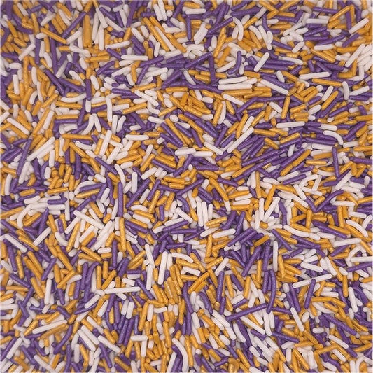 NCS Minnesota Game Day Purple, Gold & White Jimmies Edible Sprinkles – Cupcake, Cake & Cookie Decorations, 7 oz