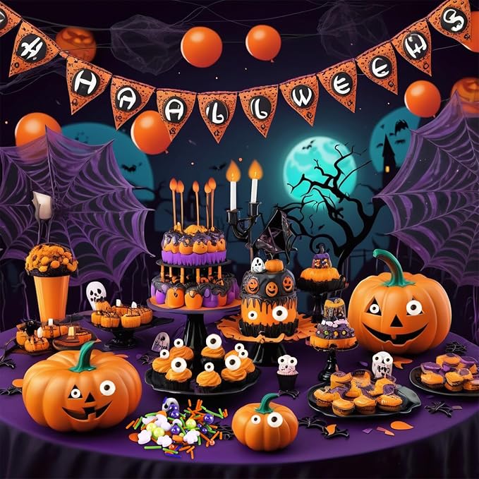 Candy Eyeballs Edible Halloween Sprinkles Edible Eyes Pumpkin Ghost Sprinkles Eyeball Sprinkle Candy Eyes for Decorating Black Orange Jimmies Sugar Pearls for Halloween Cookie Cake Topping 3.5 Oz