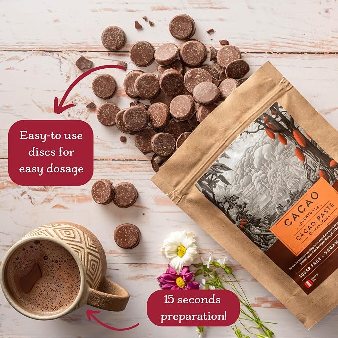 Cacao Adventures Ceremonial Cacao Coins, Tropical Desert Peru, 1 lb