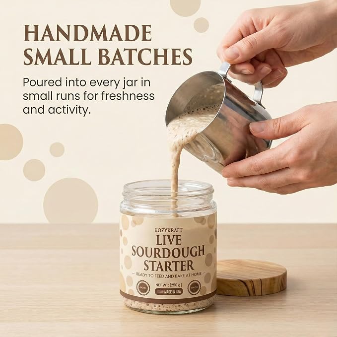 KozyKraft Live Wet Sourdough Starter Jar (30g) | Active Culture for Home Baking | Unflavored | Ships Ready to Feed