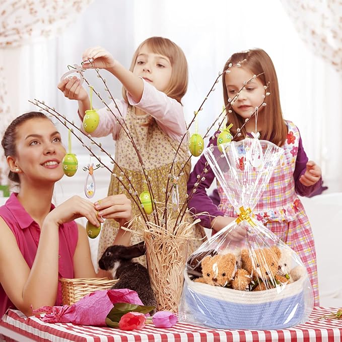 40pcs Cellophane Bags 16x24 Clear Cellophane Wrap for Gift Baskets Large Clear Party Favors Treat Plastic Gift Packaging for Cookie Candy Goodie