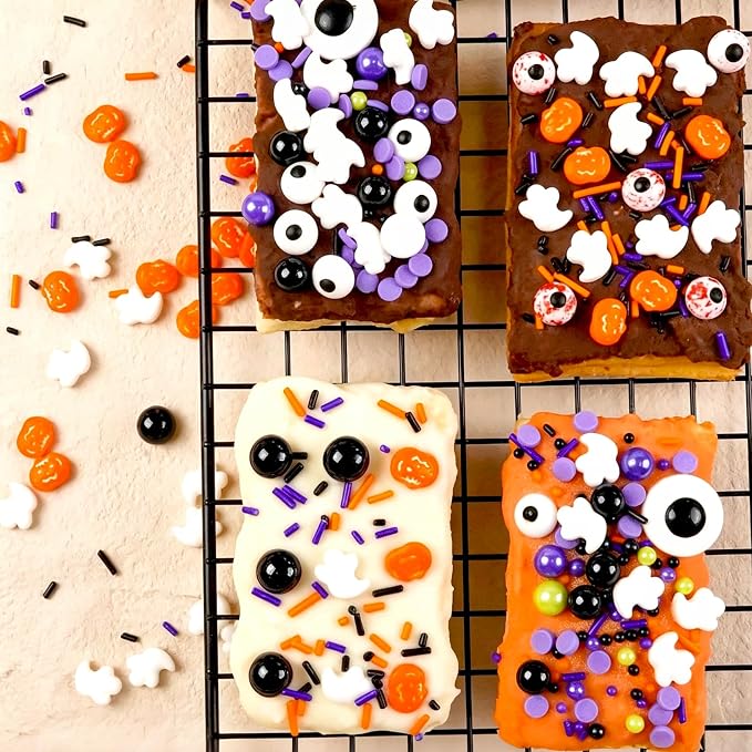 Halloween Sprinkles for Cake Decorating, Edible Candy Eyeballs, Pumpkin Sugar Sprinkles Mix, 160g/5.64oz, Perfect for Cake Decoration, Cupcake Decorations Cookies Toppings