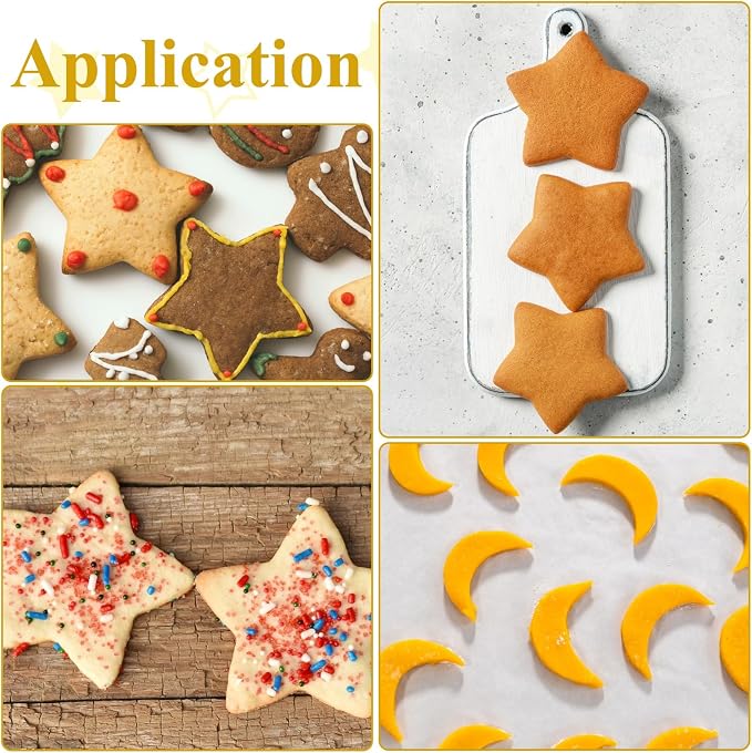 4 Pcs Moon and Star Cookie Cutter Set, Stainless Steel Star and Moon Shapes Cookie Cutters Fondant Biscuit Sandwich Cheese Cutter Pastry Mold Bakeware Tools for Baby Shower Party Baking