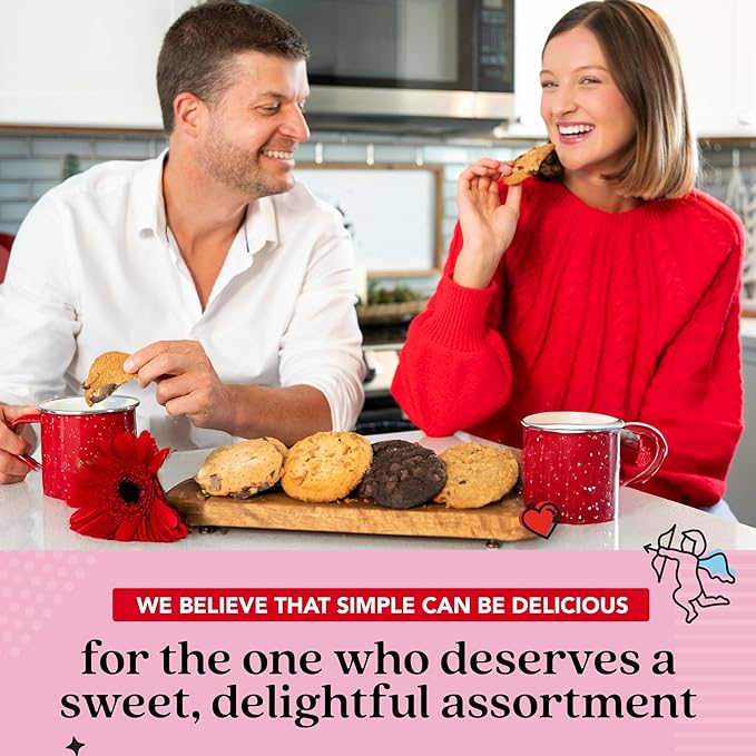 David’s Cookies Assorted Cookie in Love Gift Tin, Fresh Baked Gourmet Dessert Sampler, Soft Handmade Cookie Variety, Premium Bakery Cookies for Gifting, 2lb - Gourmet Cookies Gift Basket