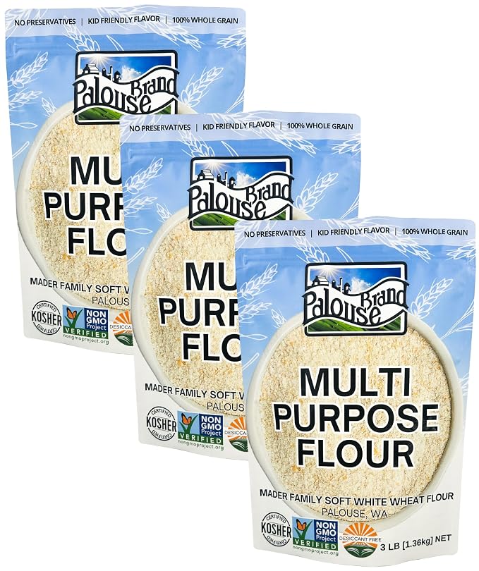 Palouse Brand Certified Glyphosate Residue Free All Purpose Flour | 9 LBS | Whole Grain | Stone Ground | Non-GMO | 100% Non-Irradiated | Kosher | USA Grown | Field Traced | Resealable Bag