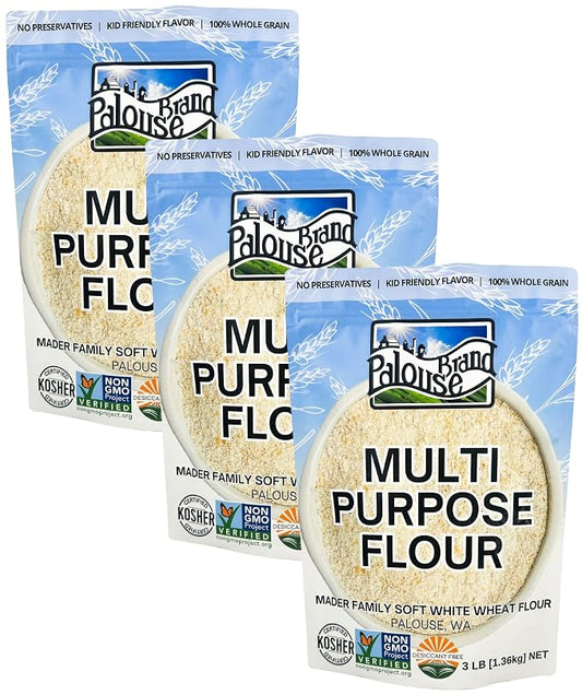 Palouse Brand Certified Glyphosate Residue Free All Purpose Flour | 9 LBS | Whole Grain | Stone Ground | Non-GMO | 100% Non-Irradiated | Kosher | USA Grown | Field Traced | Resealable Bag