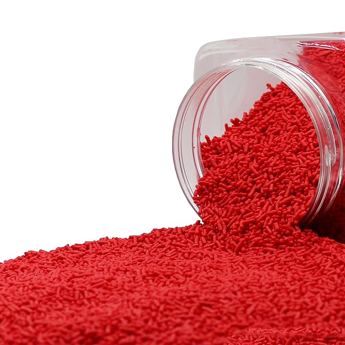 Decorating Sprinkles By FirstChoiceCandy- 2 LB - Colorful Jimmies Great For Topping for Bakery, Ice Cream, and Confectionary - Kosher Sprinkles In a Resealable Container (Red)