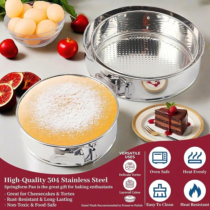Non-stick Springform Pan with Removable Bottom, Leakproof Round Cheesecake Pan, Heavy Duty Bakeware Cake Mold for Baking, Oven Safe (7")