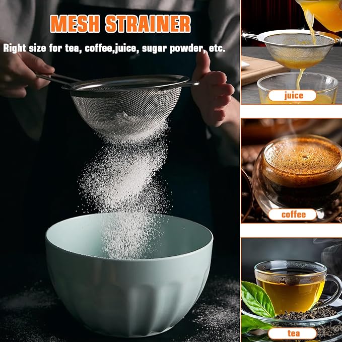 Biscuit Cutter Set,10PCS Stainless Steel Pastry Blender Set with Pastry Cutter,5PCS Biscuit Cutter,Dough Cutter,3 Cup Flour Sifter,Baking Mat and Fine Mesh Strainer for Cooking Cookies and Donuts