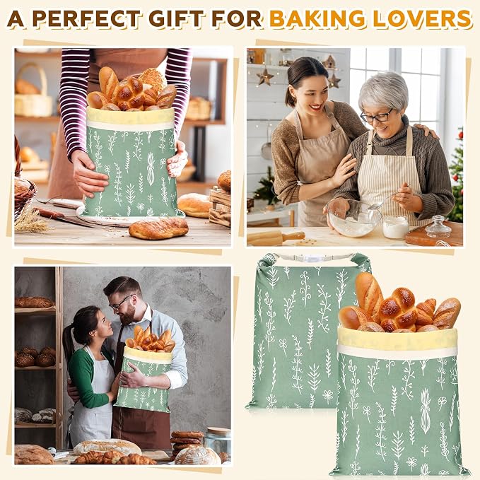 2 Pcs XL Beeswax Bread Bags for Sourdough Reusable 13” x 17” Large Bread Bags with Improved Beeswax Coating Food Wraps for Mother's Day Homemade Loaf Fresh Freezer(Flowers)