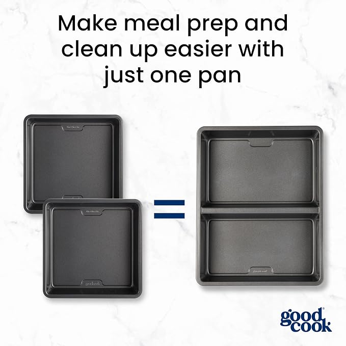 GoodCook Premium Nonstick Divided Baking Pan, 11 x 14-Inch