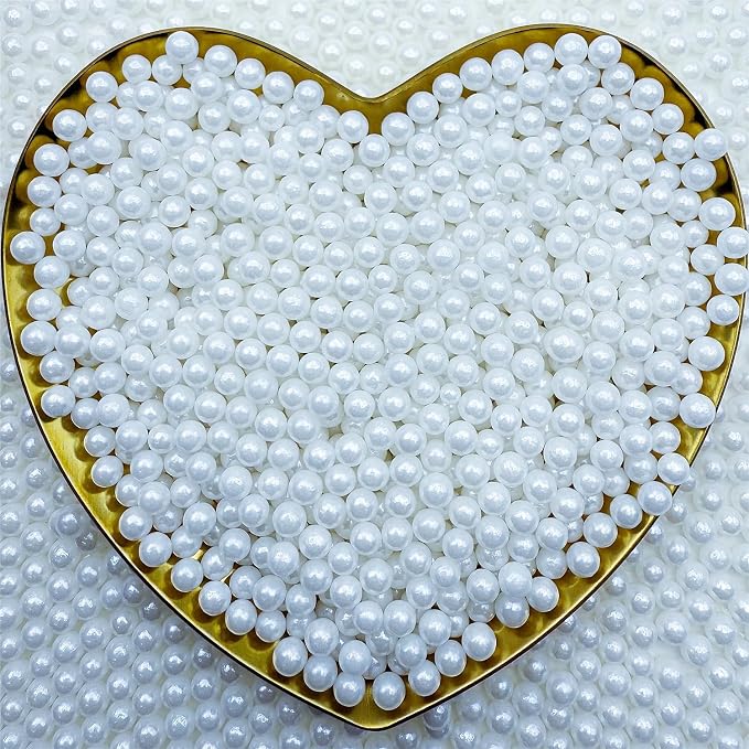 CandiJumpin 4mm White Sugar Pearls, Small Edible Pearls White Pearl Sprinkles for Cake Decorating Edible Cake Decorations Pearl Sugar Sprinkles Cupcake Toppers Baby Shower Party Birthday Wedding Christmas Supplies 3 OZ