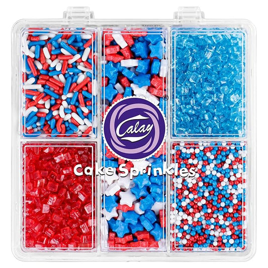 Red White and Blue Sprinkles for Cake Decorating, Patriotic 4th of July Sprinkles with Star Nonpareils Jimmies Sanding Sugar for Ice Cream Brownie Cupcake Cookie Baking