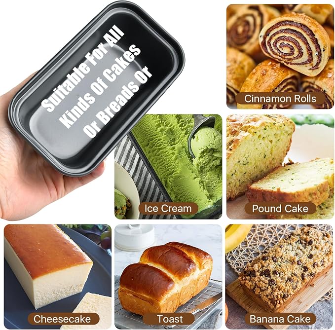 12 Pcs Mini Loaf Pan, Carbon Steel Bread Baking Pans, Nonstick Baking Pans, Tiny Banana Bread Pan for Baking Bread, Meatloaf, Brownies, Pound Cakes (Dark Grey, 6.1 x 3.3 x 1.8 Inches)