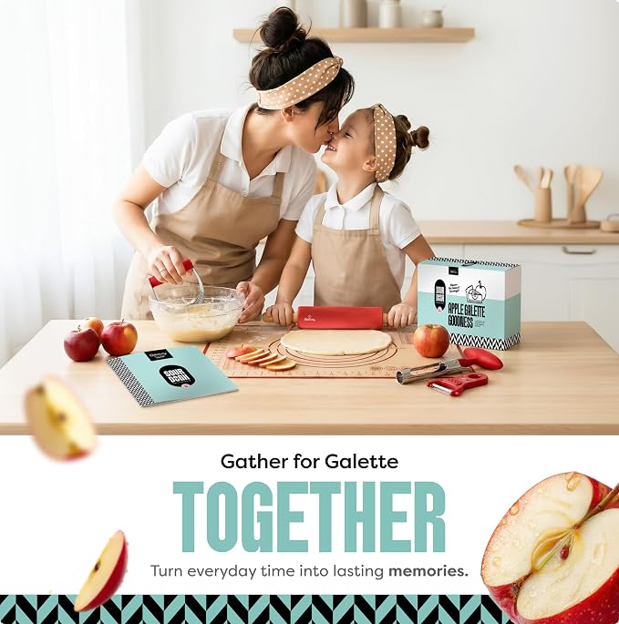 Baketivity Sourdough Apple Galette Kit – Birthday Gift for Kids & Families – Learn Pastry Baking, Apple Science & STEM Cooking Activity – DIY Baking Kit with Step-by-Step Guide