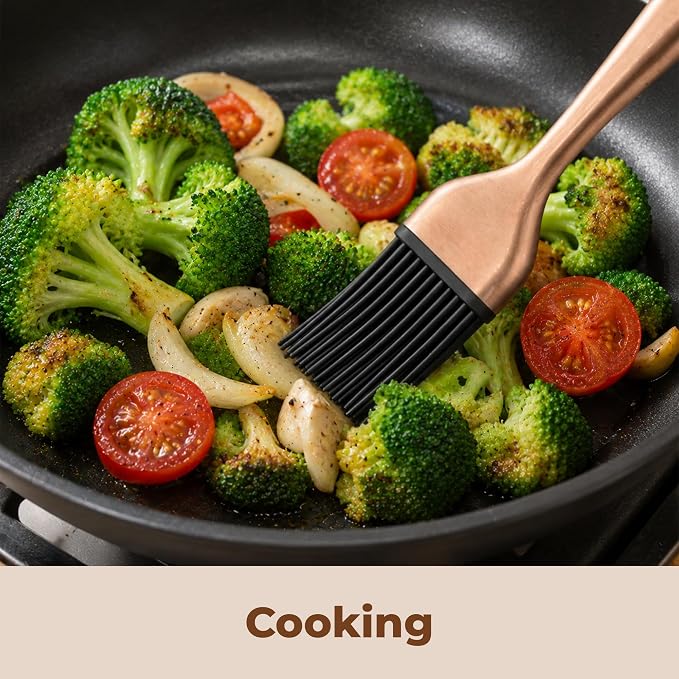 2Pcs Silicone Basting Brush Grilling with 2 Backup Heads, Stainless Steel Handles, No Shed Bristles, Heat Resistant Dishwasher Safe for Pastry, Sauce, Oil, BBQ Grill, Kitchen, Cooking & Marinating
