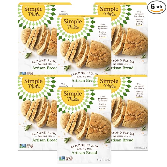 Simple Mills Almond Flour Baking Mix, Artisan Bread Mix - Gluten Free, Plant Based, Paleo Friendly, 10.4 Ounce (Pack of 6)