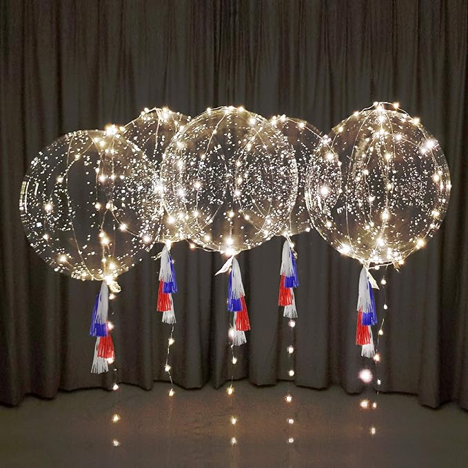 Lightsfever LED Light up Party Balloons with Batteries, 22 inch warm white Big Size Clear Bobo Balloons for Helium or Air, thanks giving party balloons(12 pack warm white)