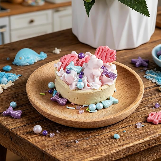 Mermaid Sprinkles for Cake Decorating, 4.6oz Blue and Purple Ocean Sprinkles with Jimmies Pearls Confetti and Tails for Ice Cream Cupcakes Brownie Cookie Baking Topping