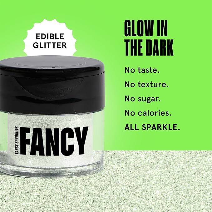 Fancy Sprinkles B'Witched Edible Glitter Set | Luster Dust for Drinks, Cocktails & Cake Decorating | Vegan, Gluten Free, Non-GMO | Made in USA | Onyx Black, Amethyst Purple, and Glow Worm Green (3 jars, 4gm each)