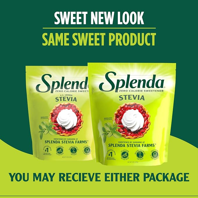 SPLENDA Stevia Zero Calorie Sweetener for Baking, Plant Based Sugar Substitute Granulated Powder, 9.7oz Resealable Pouch