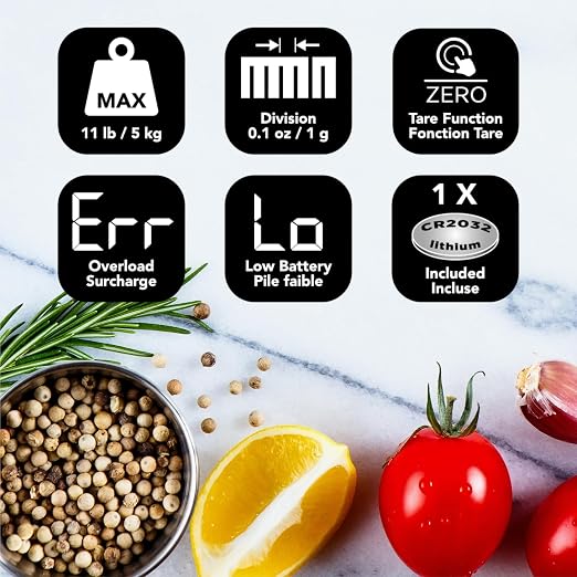 Starfrit Digital Kitchen Scale - Glass Platform - Measures Weight and Liquid Volume - 11 lb / 5 kg Capacity - Black