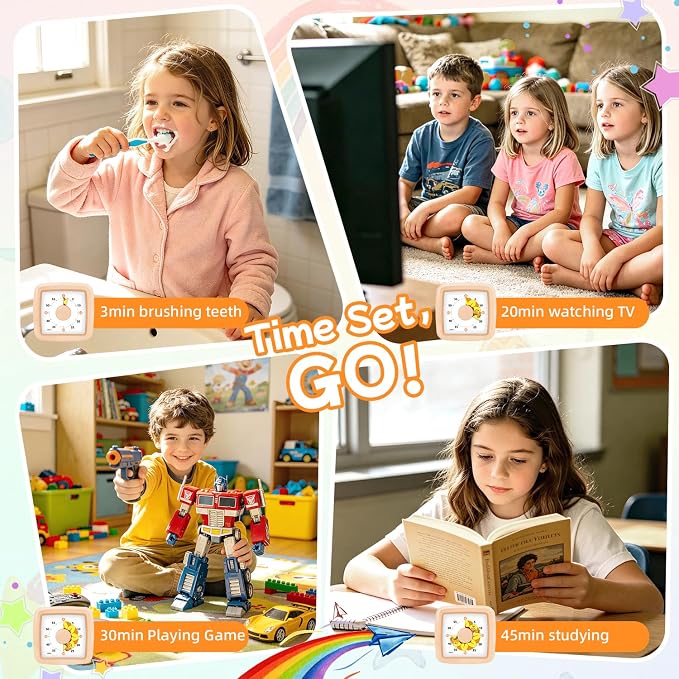 Visual Timer for Kids 60 Minute – Silent Countdown Clock Timers with Sunflower & Bee Design, Desk Timers for Classroom Must Haves Focus Aid, Toddler Timer for Home Kitchen Homework, Orange