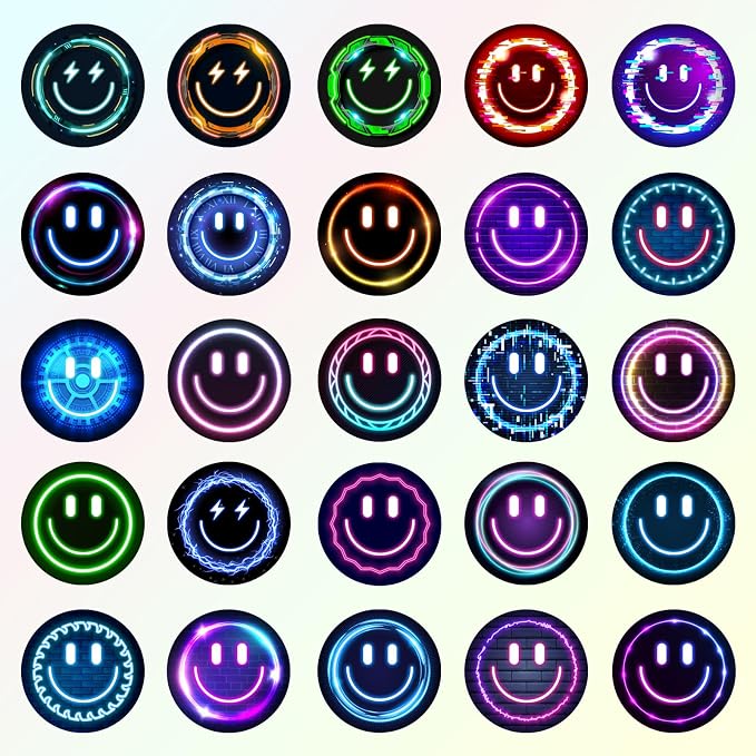 50PCS Smile Neon Stickers, Cute Water Bottle Stickers for Kids | Cute Water Bottle Stickers for Kids, for Teaching Rewards, Notebooks, Stationery, Luggage, Cartoon PVC Happy Sticker