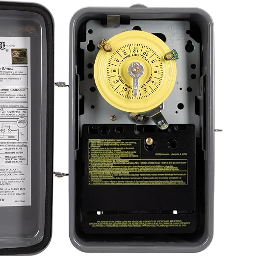 Intermatic T101R 24-Hour Mechanical Timer Switch - 120V SPST, Type 3R Indoor/Outdoor Metal Enclosure, Heavy Duty, Manual Override, 40 Amp - Ideal for Lights, Pumps, Fans, and HVAC Systems