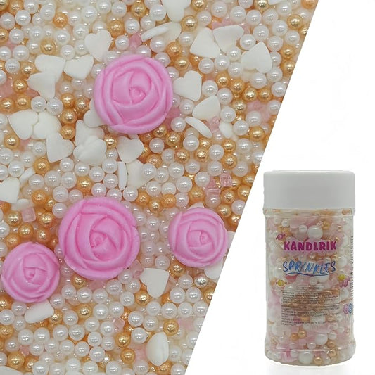 Gold Series Sprinkles Rose Sprinkles Edible Heart Cake Decorating Cupcake Toppers Cookie Decorating Perfect for Cakes, Cupcakes, Desserts