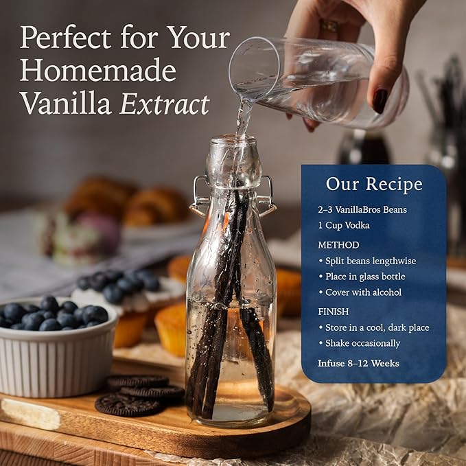30 Madagascar Vanilla Beans Grade A - Gourmet Bourbon Vanilla Pods 6.3-8.3" - For Baking, Cooking & Homemade Vanilla Extract - VanillaBros