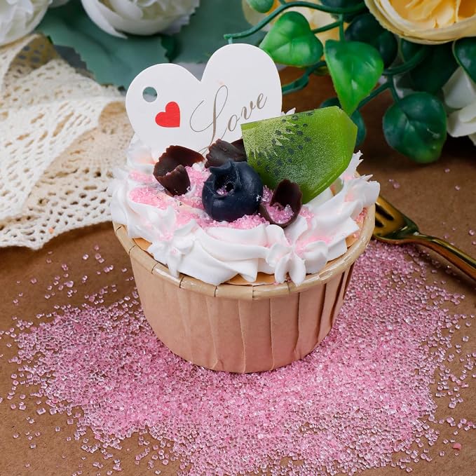 Pink Sanding Sugar - Sparkling Sugar Crystals for Baking Decorations (130g/4.6oz) - Edible on Cookies, Cupcakes, Cakes, Ice Cream | Wedding, Party, Valentines Sugar Sprinkles