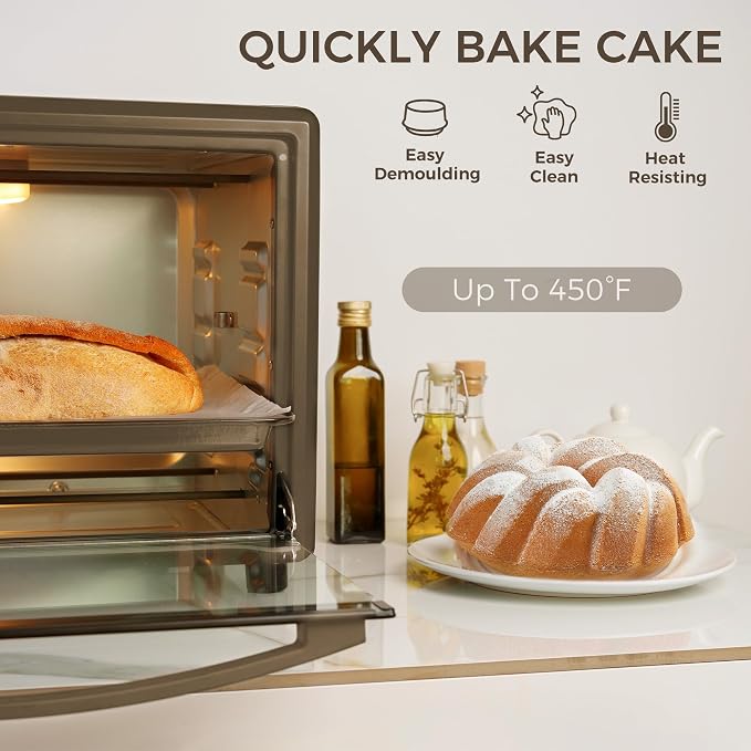 KITESSENSU Nonstick Braided Rope Cake Pan – 9.45” Fluted Tube Pan for Baking Pound Cake, Cast Aluminum Moldes para Pasteles, Cake Pans for Baking, Easy Release, High-Heat Resistant, Easy to Clean