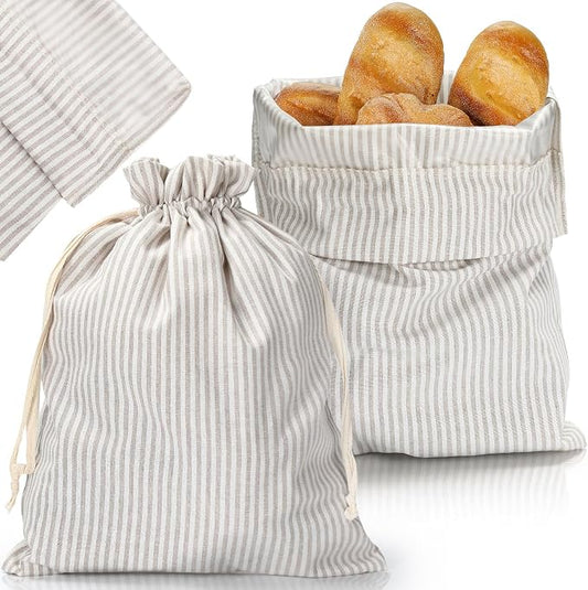 2 Pcs Linen Bread Bags for Homemade 13 x 17 Inches Sourdough Bread Container Reusable Linen Storage Bag with Plastic Saver Natural Large Storage for Artisan Bag(Retro Style)