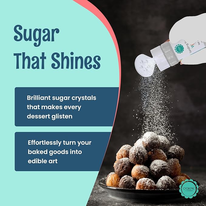 O’Creme Sanding Sugar for Cookie Decorating – Eye-Catching Black Sugar Crystals for Unique Cake Toppings – Extra Sugar for Cake Toppings, Cupcakes and Cookies – Ideal Decoration Solution - 4 Ounce, Black