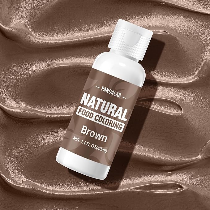 Brown Natural Food Coloring - Pandalab 40mL Plant-Based Concentrated Food Dye, No Artificial Dye, Vegan Edible Color for Baking, Cake Decorating, Icing, Frosting, Cookies, Candy, 1.4 Fl Oz