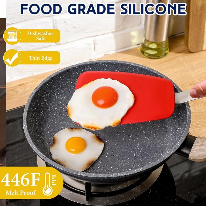 Large Silicone Spatula Flexible Silicone Cookie Spatula Heat Resistant Lagre Pancake Turner for Kitchen Use Nonstick Cookware No Scratch Cooking Flipper for Egg Pancake