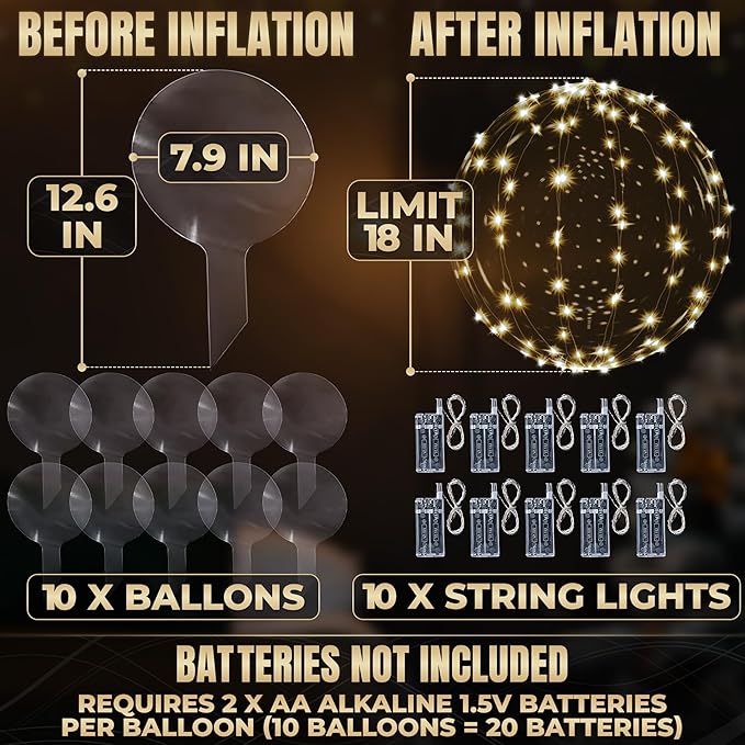 10 Pcs LED Balloons Light Up Balloons for Party - Clear TPU Material, String Lights with Individual Switches, Suitable for Helium and Air - Bright Light Up Decorations for Outdoor and Indoor Events