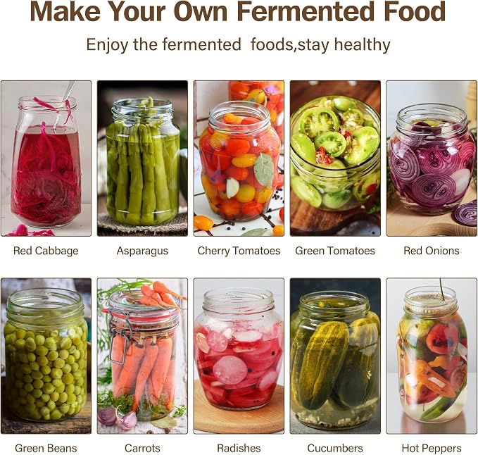 Xileanalee Fermentation Weight Glass 4 Pack for Wide Mouth Mason Jar-Easy Grip Handle Fermenting Weights for Pickling -7Oz 2.75inch Canning Weights for Fermenting