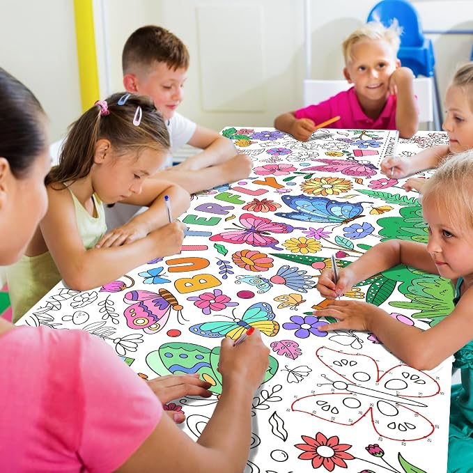 Butterfly Birthday Party Giant Coloring Poster - 31.5X 72 Inches - Versatile Classroom Wall Décor & Butterfly Birthday Decorations-Poster or Table Cover for School Parties and Special Events