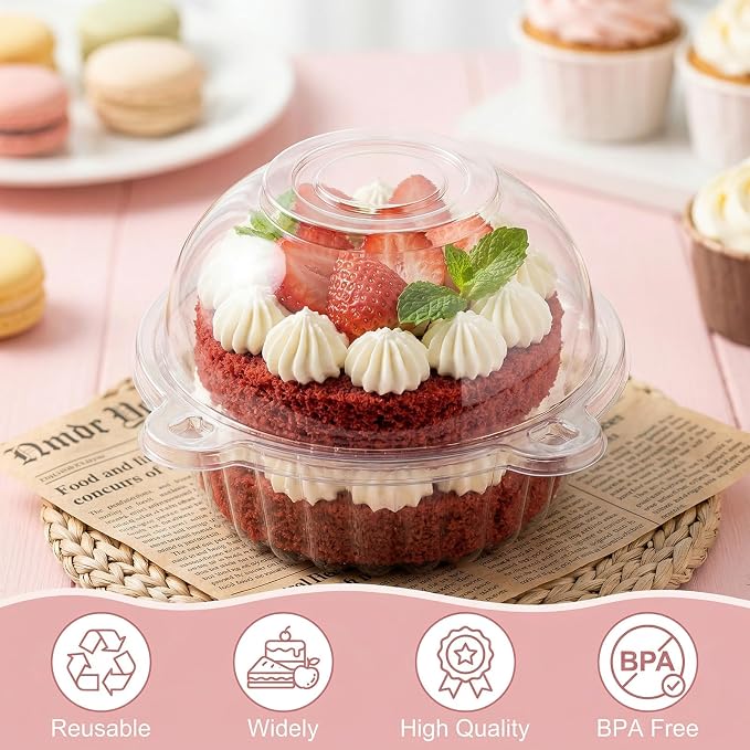 150pcs Individual Cupcake Containers Plastic Cupcake Holder with Lid Cupcakes Carrier Single Cupcakes Container Stackable CupcakeBoxes Deep Muffin Container for Wedding Party Dessert Cheesecake