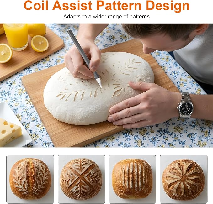 Upgraded Bread Lame Professional sourdough Scoring Tool with 10 Blades 2 Finger Sleeves Sourdough Scoring Tool Kit Dough Scorer Knife Non-Slip Ergonomic Grip Artisan Bread Making