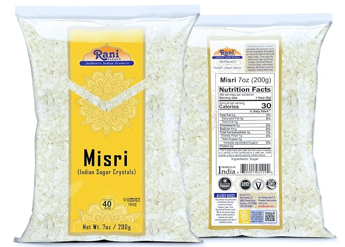 Rani Misri (Indian Sugar Crystals) 7oz (200g) ~ All Natural | Gluten Friendly | No Colors | Vegan | Kosher | Indian Origin